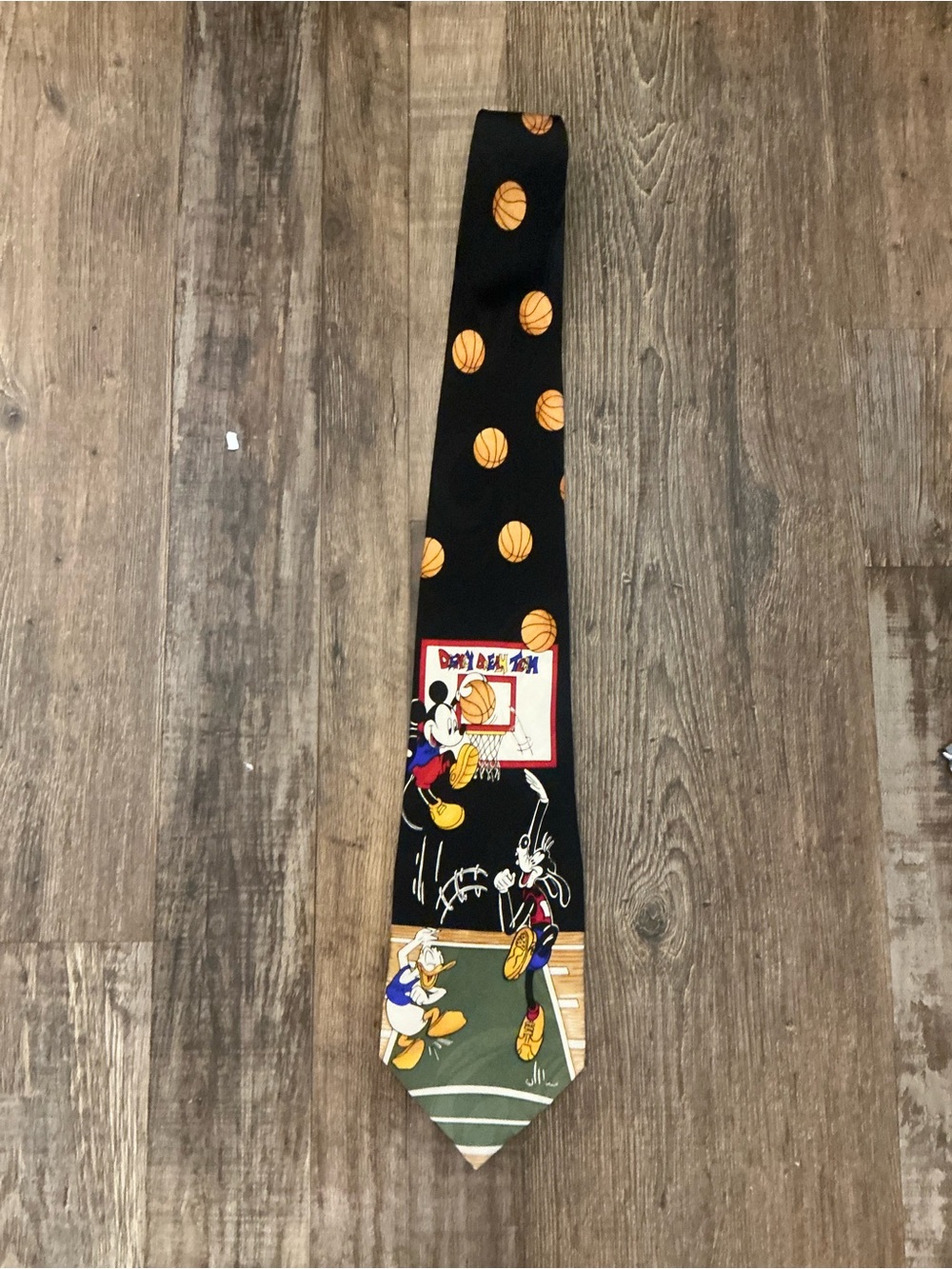 Mickey Mouse Donald Duck Goofey Playing Basketball Necktie Disney Co